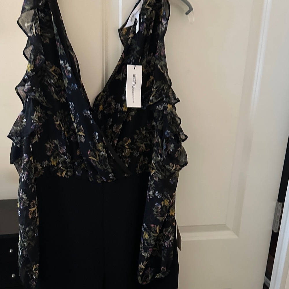 BCBGeneration Black Floral Jumpsuit